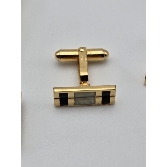 Vintage Christian Dior Cufflinks, Tie Clip & Money Clip Set – Gold-Tone with... - Picture 2 of 6